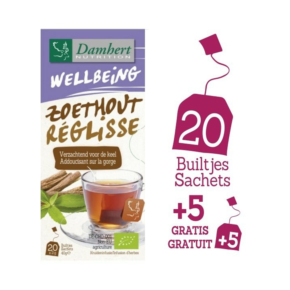 Damhert Wellbeing Tea Time Réglisse Infusion D'Herbes 20 Sachets+5 Sachets