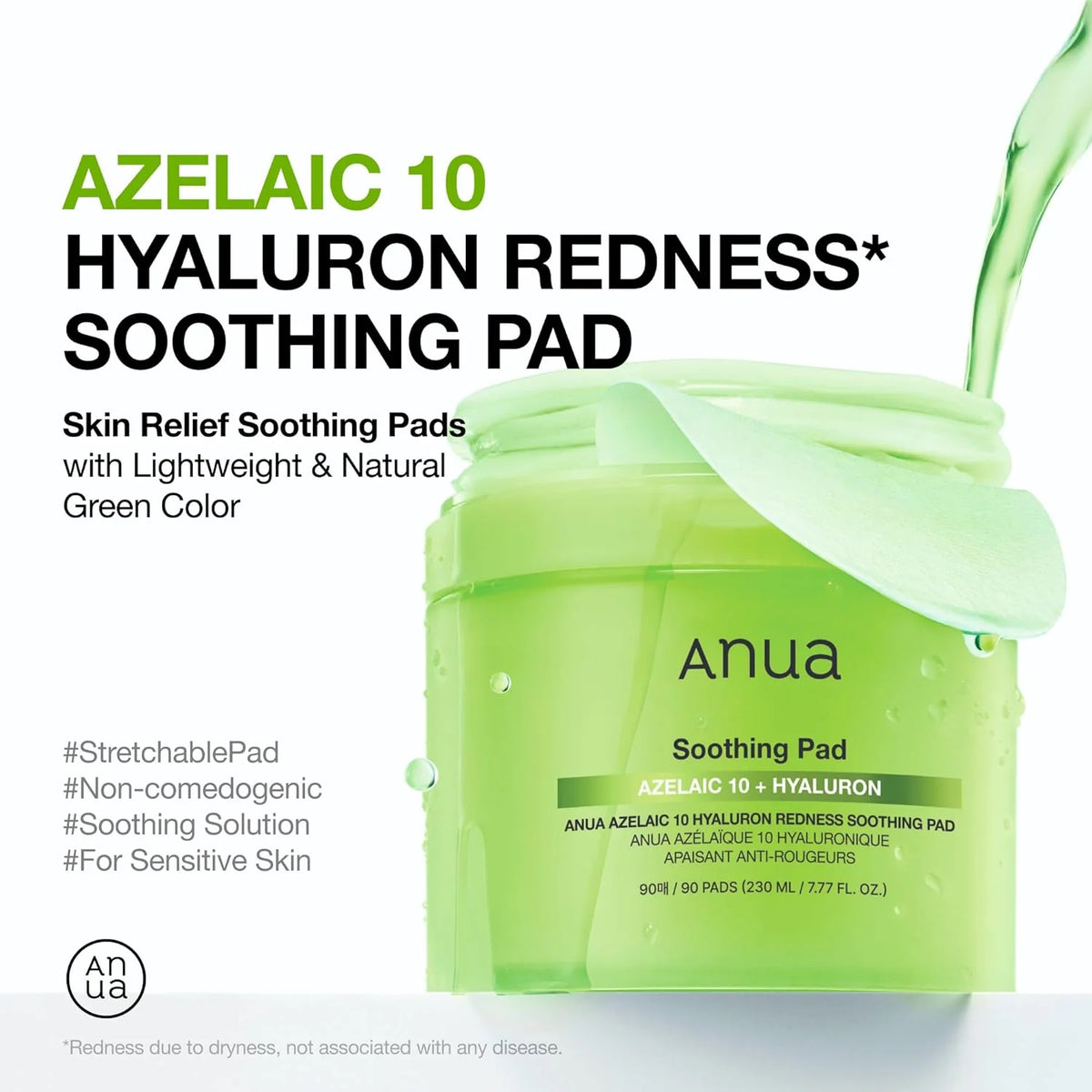 ANUA - Soothing Pad, Azelaic 10 + Hyaluron - 90 Pads