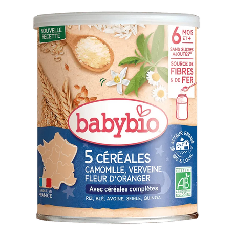 Babybio Céréales Verveine Fleur d'Oranger Camomille Bio Céréales Bébé Apaisantes 220g
