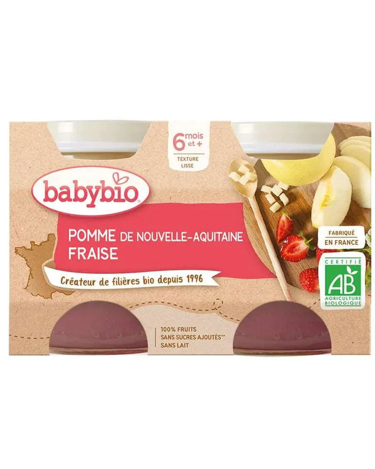 Babybio Petit Pot Pomme de Nouvelle-Aquitaine & Fraise 2x 130g