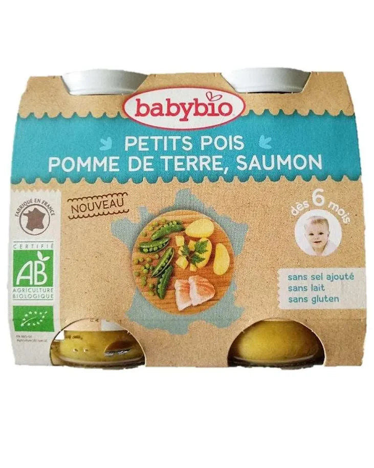 Babybio Pot Petits pois, pomme de terre et saumon 2x200g