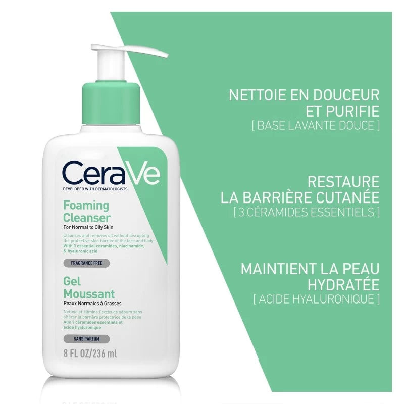 CeraVe Gel Moussant Nettoyant Peau Normale À Grasse | 236ml